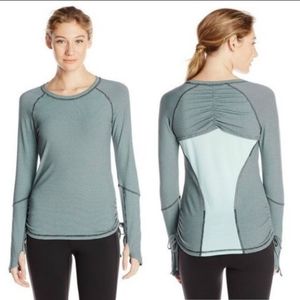 [Lucy] Striped Blue Ruched Adjustable Long Sleeve